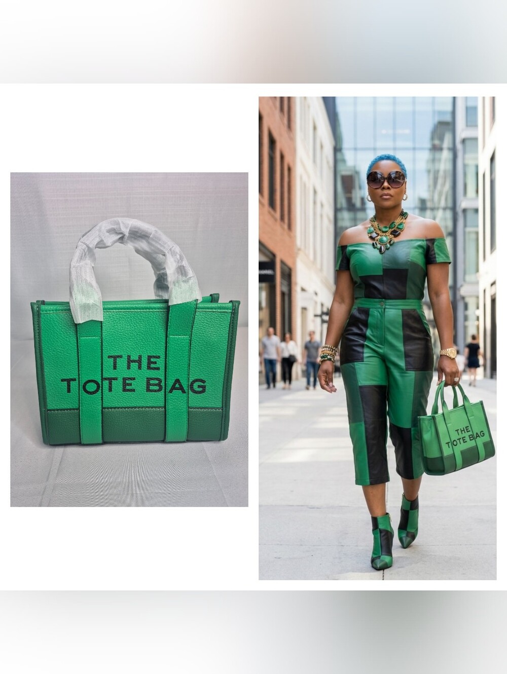 Fashion Green Structured Tote Bag NWOT
